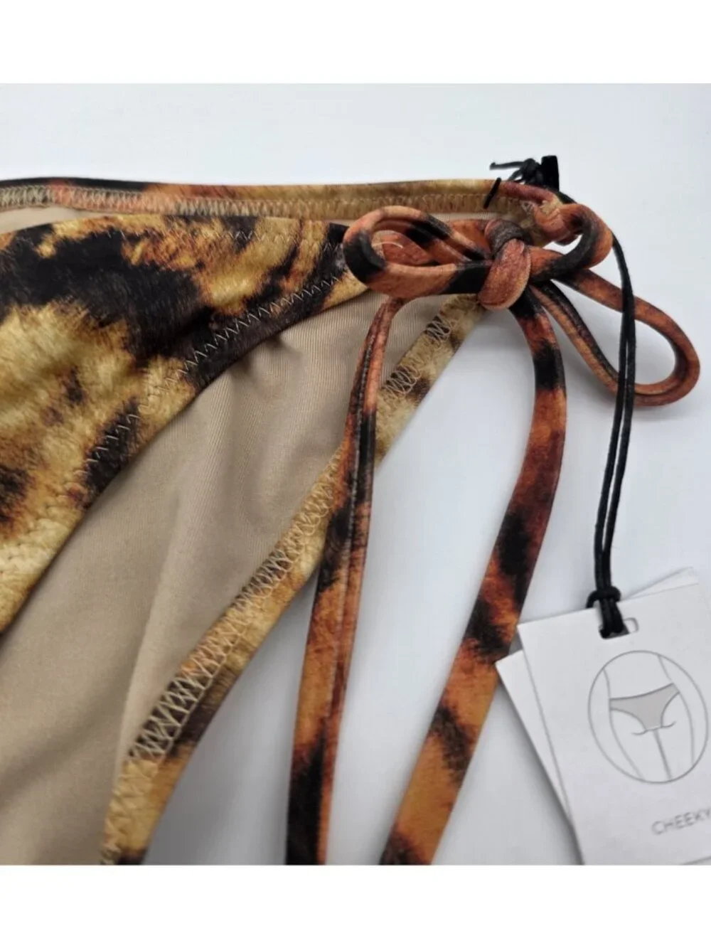 Shade & Shore Womens String Bikini Bottom Size Large Tiger Stripes Swimsuit Swim